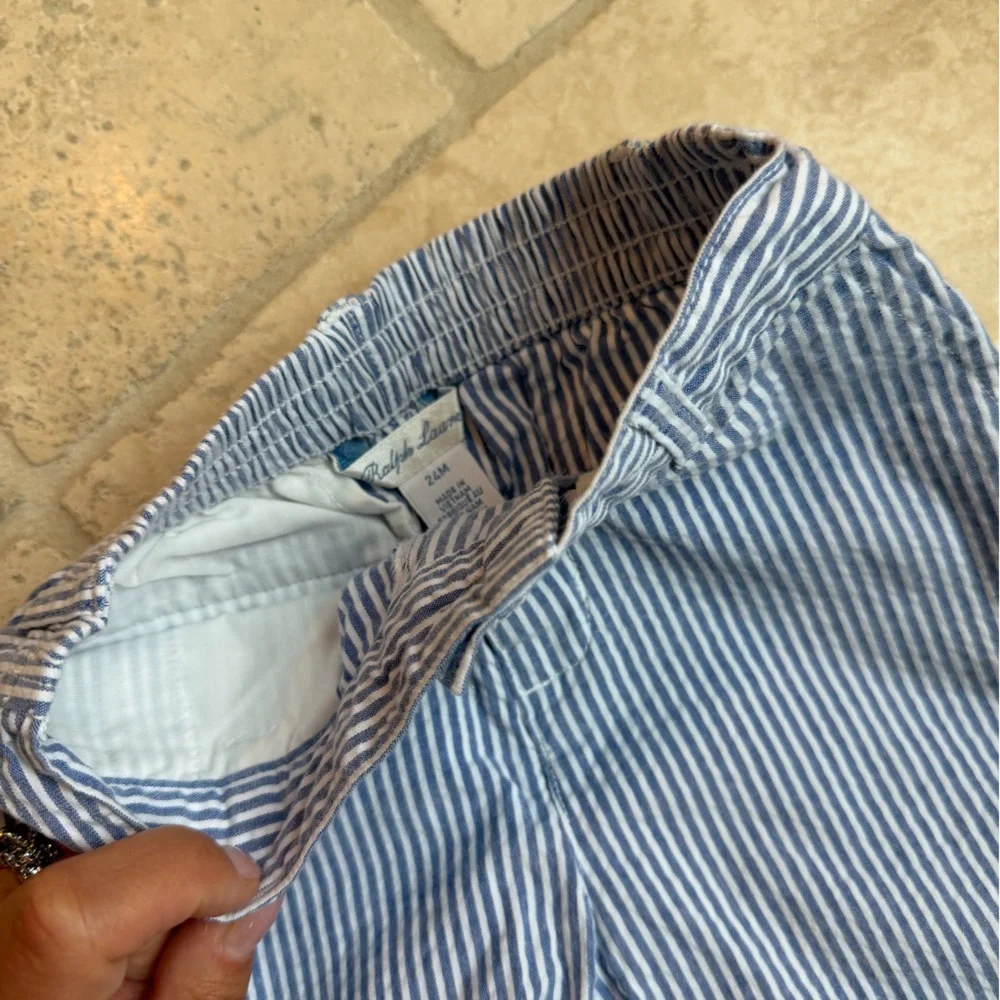 Ralph Lauren Blue & White Striped Seersucker Pants